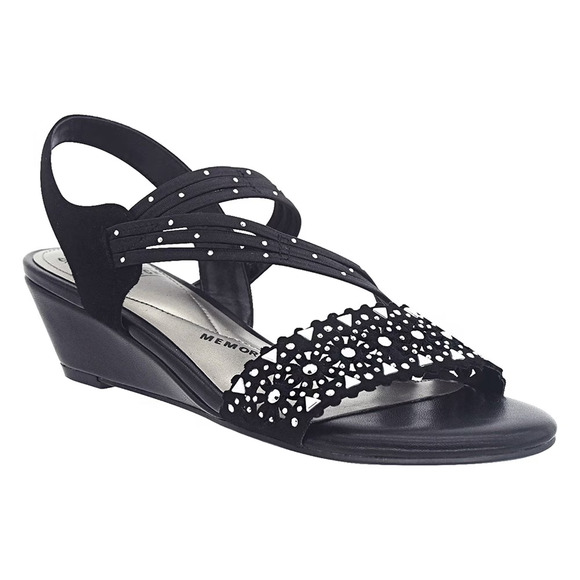 Impo Gatrina Women's Memory Foam Stretch Wedge Sandals, Black Size 8.5M - Picture 1 of 7